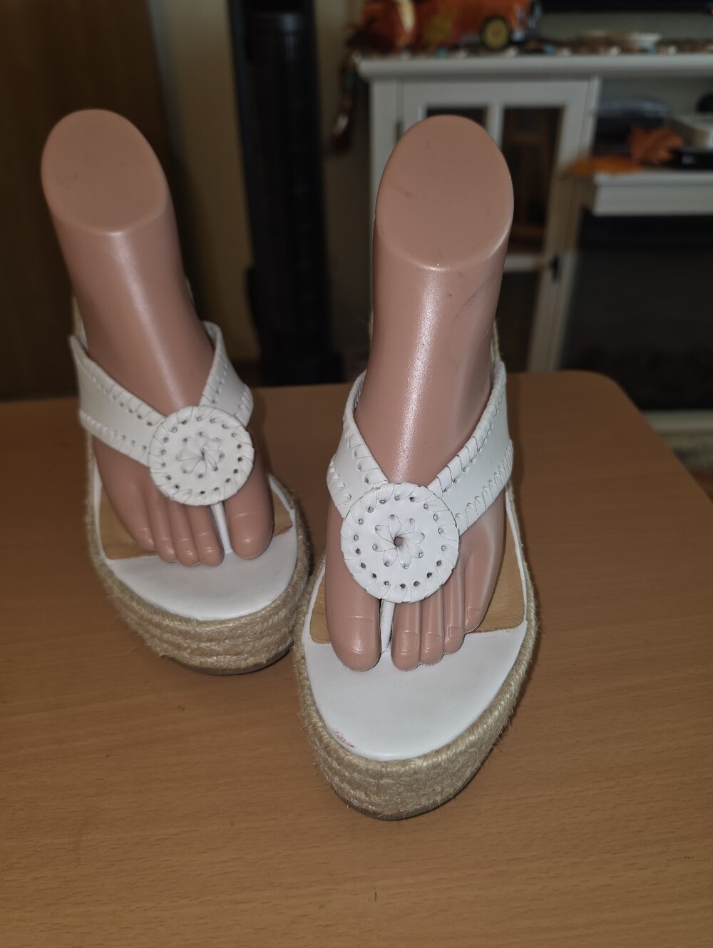 JACK ROGERS 'Rowan' Gorgeous White Leather Platform Wedge Espadrilles 8.5 LK Nw!